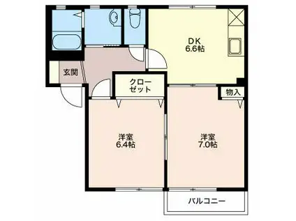 アペックスA(2DK/1階)の間取り写真