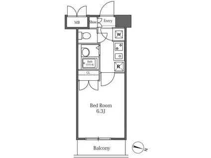 ラサンテ広尾(1K/9階)の間取り写真