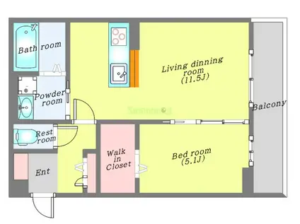 エルタスコート成田町(1LDK/1階)の間取り写真