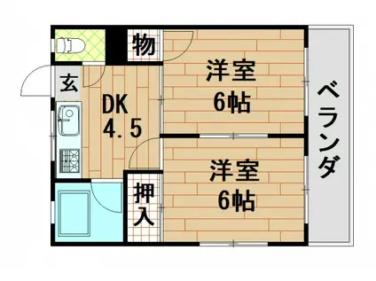 MARIONETTE VIII(2DK/3階)の間取り写真