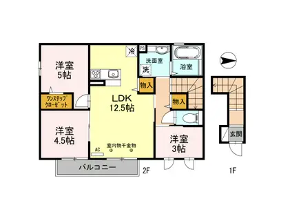 メゾン ド フルールII(3LDK/2階)の間取り写真
