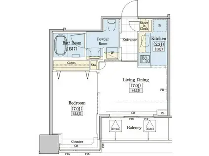レジディアタワー上池袋(1DK/15階)の間取り写真