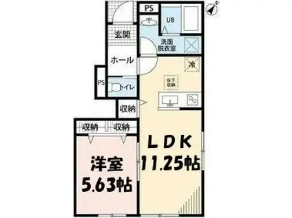 リーブルファイン南桜井Ⅵ(1LDK/1階)の間取り写真