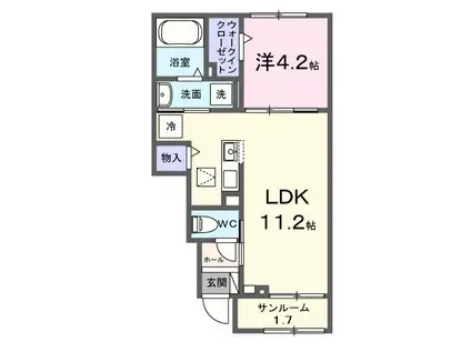 LUMIERE一ツ家 III(1LDK/1階)の間取り写真