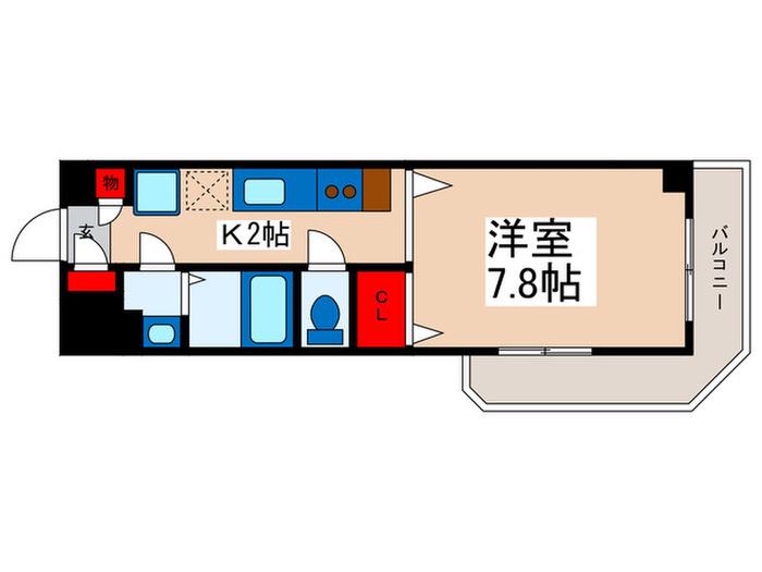 グリーンタワーK(1K/5階)の間取り写真