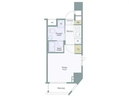 ヴェローナ門前仲町ルッソ(1K/6階)の間取り写真