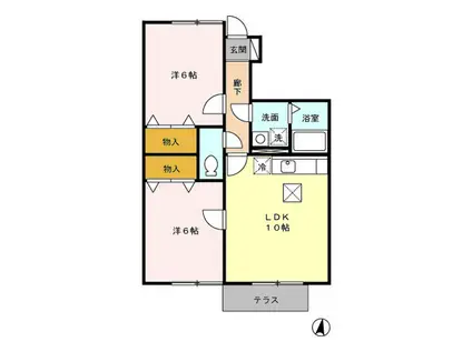 パルテール(2LDK/1階)の間取り写真