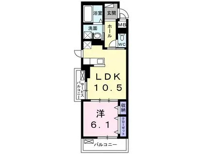 ヒルサイドIII(1LDK/2階)の間取り写真