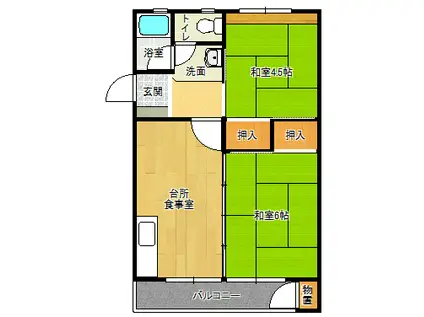 有野団地(2DK/4階)の間取り写真