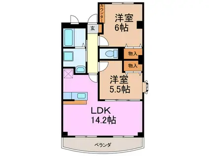 ブラウベルグ(2LDK/3階)の間取り写真