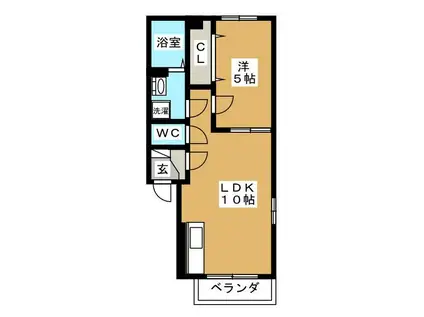 アムール(1LDK/3階)の間取り写真