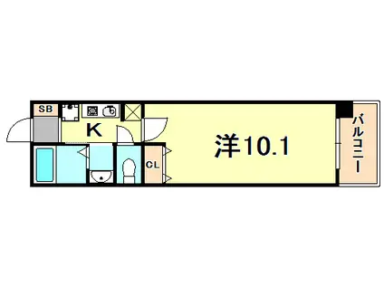 レジディア三宮東(1K/9階)の間取り写真