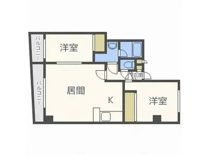 グランデ山の手21(2LDK/3階)の間取り写真