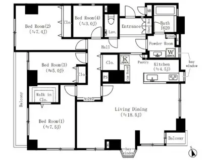 フォレスタ御苑(4LDK/4階)の間取り写真