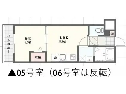 アーバンコート加古川(1LDK/1階)の間取り写真