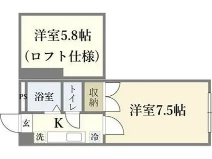JR仙石線 福田町駅 徒歩13分 2階建 築36年(2K/2階)の間取り写真