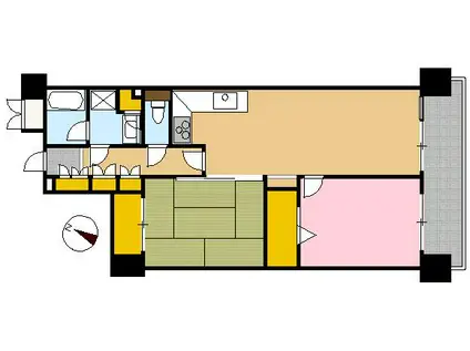 伊勢佐木南パークハウス壱番館(2LDK/7階)の間取り写真