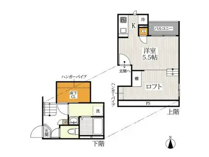 CBアデリーナ鳥栖(1K/2階)の間取り写真