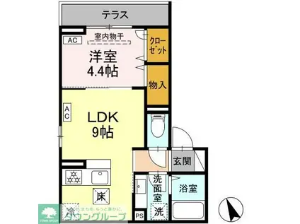 エミネンス(1LDK/1階)の間取り写真