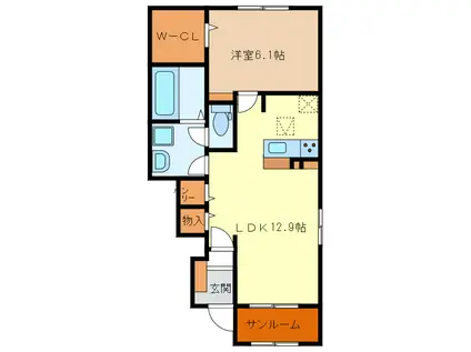 第四東雲 A棟B棟(1LDK/1階)の間取り写真