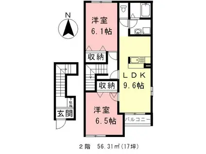 スタンパレス・キララ(2LDK/2階)の間取り写真