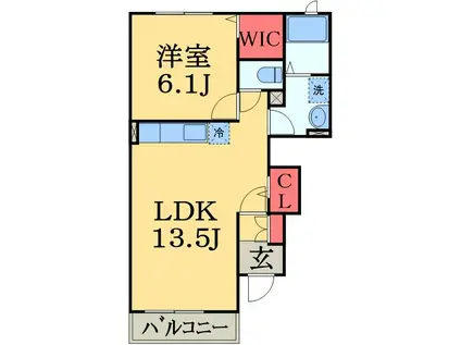 クレセントムーンA(1LDK/1階)の間取り写真