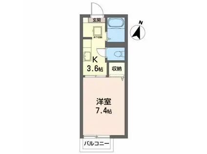 ヴェルフォレスト(1K/2階)の間取り写真