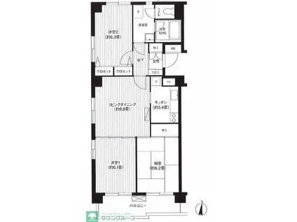 パレッジ新小岩(3LDK/5階)の間取り写真