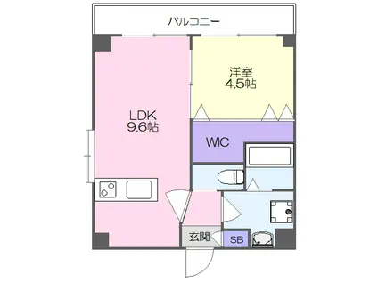 ヒルサイド川本(1LDK/4階)の間取り写真
