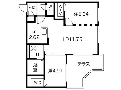 ラピスブラオ東区役所前(2LDK/1階)の間取り写真