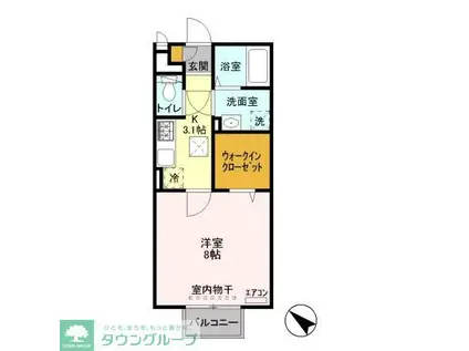 プライムコートS(1K/1階)の間取り写真