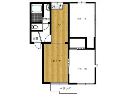 ファミールワカタベ(3DK/1階)の間取り写真