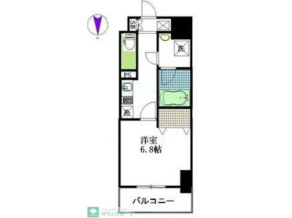 ラドゥセールチバチュウオウ(1K/4階)の間取り写真