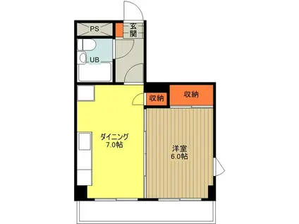 パラドール散田(1DK/4階)の間取り写真