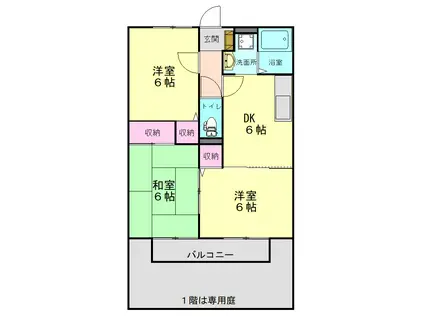 パストラル中筋A棟(3DK/1階)の間取り写真