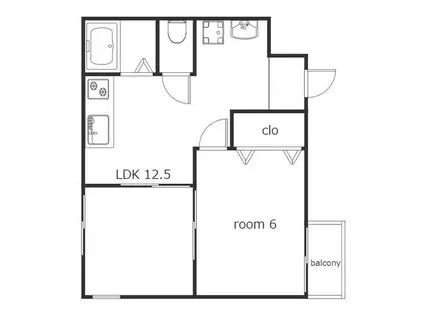 メゾンさかい(1LDK/3階)の間取り写真