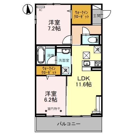 コンフォートヒル(2LDK/1階)の間取り写真