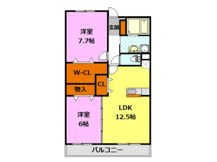 サンリット荻山公園(2LDK/3階)の間取り写真