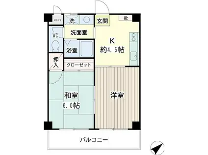 フィーバスU(2K/4階)の間取り写真