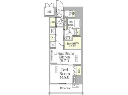 ザ・パークハビオ神楽坂レジデンスサウス(1SLDK/10階)の間取り写真