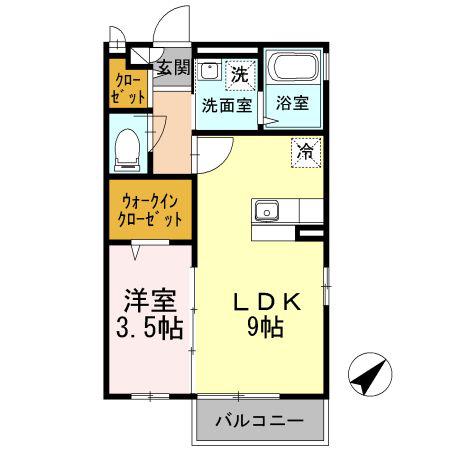 エクセレン(1LDK/2階)の間取り写真