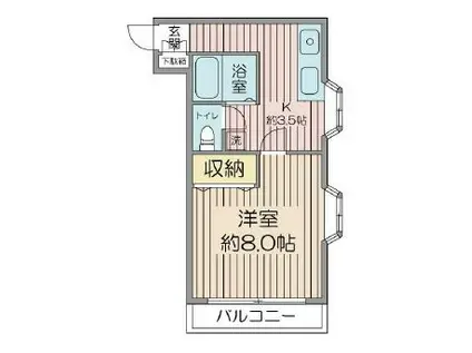 YMO弦巻(1K/2階)の間取り写真