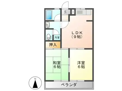 キャッスルサカエ(2DK/2階)の間取り写真