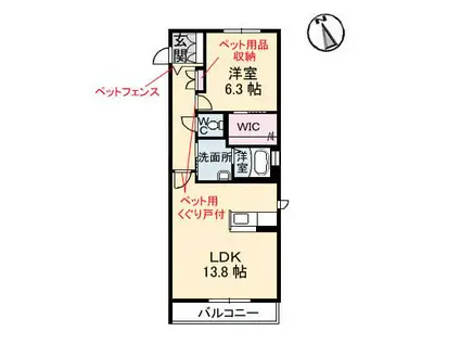 クローバー白島(1LDK/3階)の間取り写真