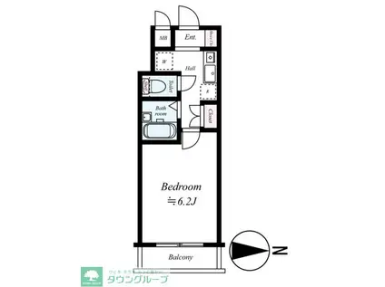 メインステージ江戸川橋2(1K/2階)の間取り写真