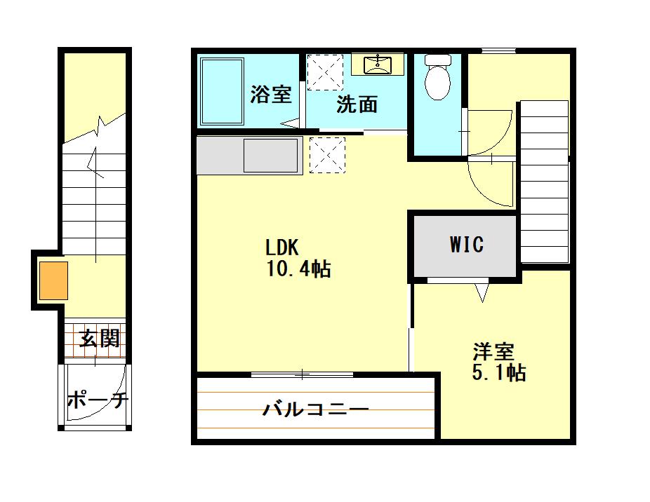 リバーフロント長浜(1LDK/2階)の間取り写真