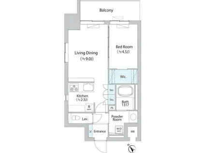 ボヌール小石川α(1LDK/4階)の間取り写真