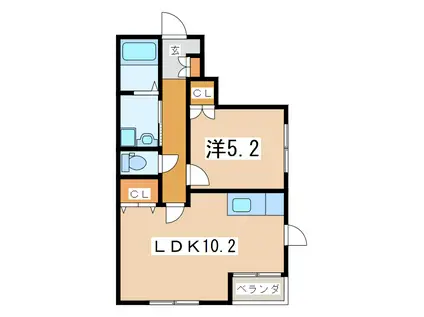 ブリリア春日(1LDK/2階)の間取り写真