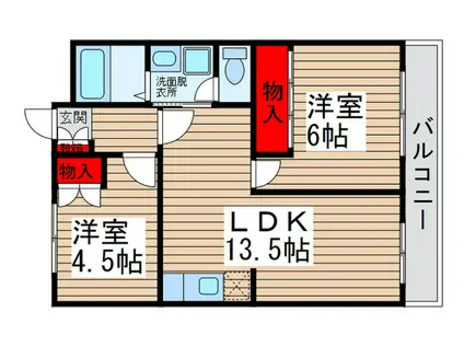 リベイラ北松戸(2LDK/5階)の間取り写真