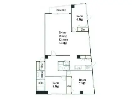 ABパレス(3LDK/2階)の間取り写真